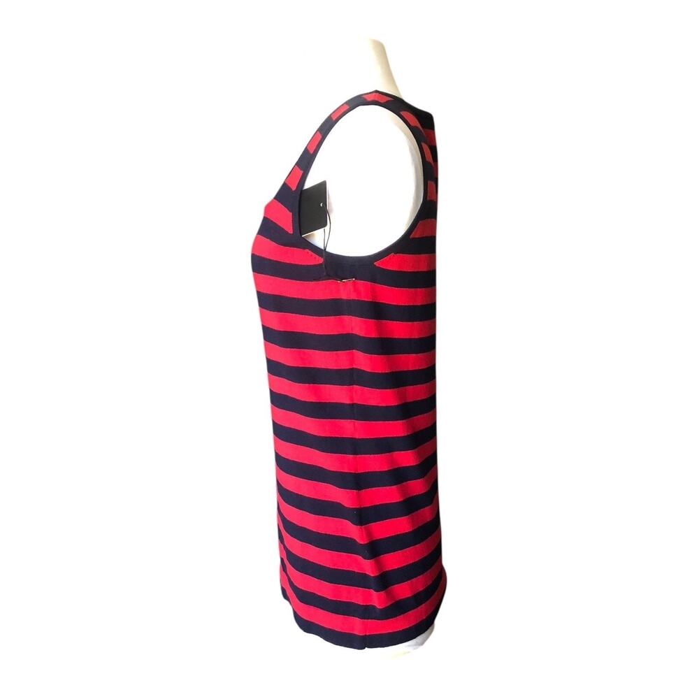 Rondina New York Square Neck Tank Top Red Navy Stripe Sleeveless Medium NWT - Picture 6 of 11